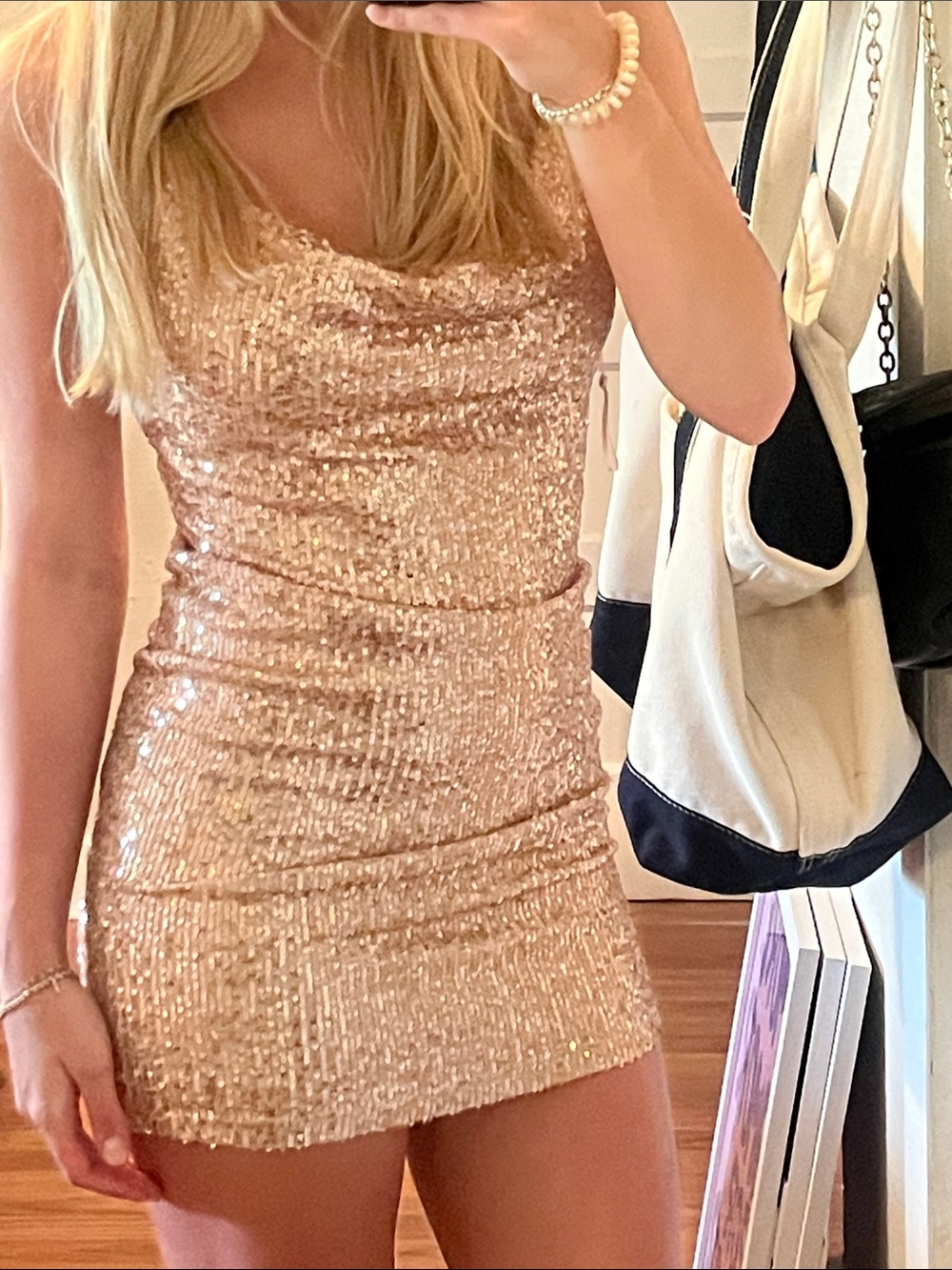 Sophie rue sequin champagne/gold mini dress